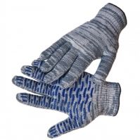 Рабочие перчатки 4 нитей 10 класс с ПВХ ВОЛНА серые