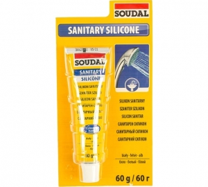 Герметик силиконовый санитарный Soudal белый, 60 мл (в блистерах)