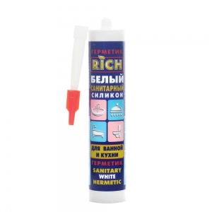 Герметик силиконовый санитарный, RICH, белый, 280 мл