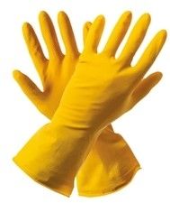 Перчатки хозяйственные латексные, желтые, размер S