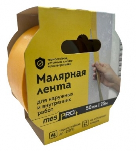 Малярная лента mesPro, 50 мм х 25 м, желтая