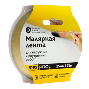 Малярная лента mesPro, 50 мм х 25 м, желтая