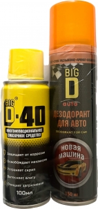 Big D-40 Многофункциональное смазочное средство, 100мл + BIG D дезодорант для авто 150ML