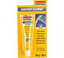 Герметик силиконовый санитарный Soudal белый, 60 мл (в блистерах)