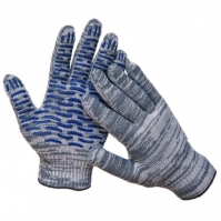Перчатки Х/Б с ПВХ 10 класс 5 нитей Волна серые