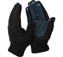 Перчатки Х/Б с ПВХ 10 класс 5 нитей Точка черные
