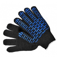 Перчатки Х/Б с ПВХ 10 класс 4 нити Волна черные